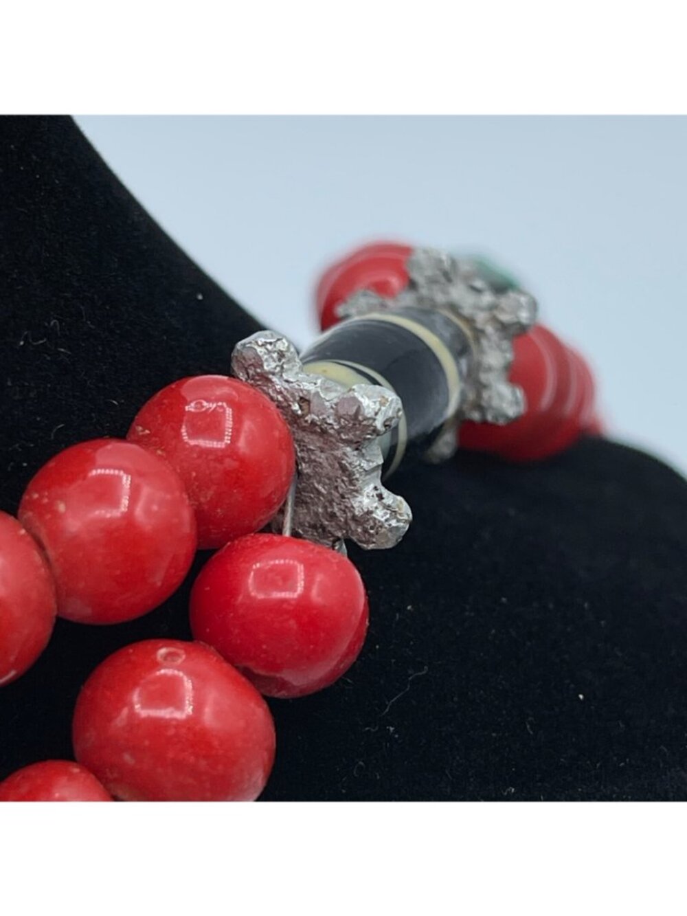 Tibetan Necklace Sherpa Butterscotch Amber and "Coral" Wound Beads RARE Vintage - Picture 11 of 12